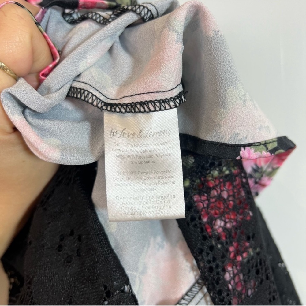 For Love & Lemons Rosalyn Pink Floral Ruffled Formal Strappy V Neck Maxi Dress M - Picture 13 of 14
